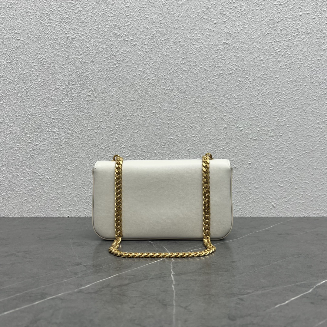 Celine Chain Shoulder Bag Cuir Triomphe In Shiny Calfskin White 199243